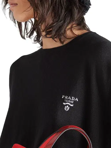 Prada Women's Cashmere Crew-Neck Sweater - Black | Thumbnail 5 Prada Women's Cashmere Crew-Neck Sweater - Black | Thumbnail 5