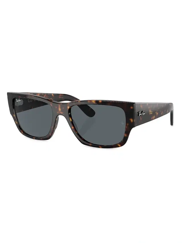 Ray-Ban Women's RB0947S Carlos 56MM Rectangular Sunglasses - Dark Havana Blue