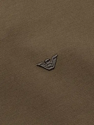 Emporio Armani Men's Rib-Knit Trim Cotton Polo Shirt - Mud | Thumbnail 7