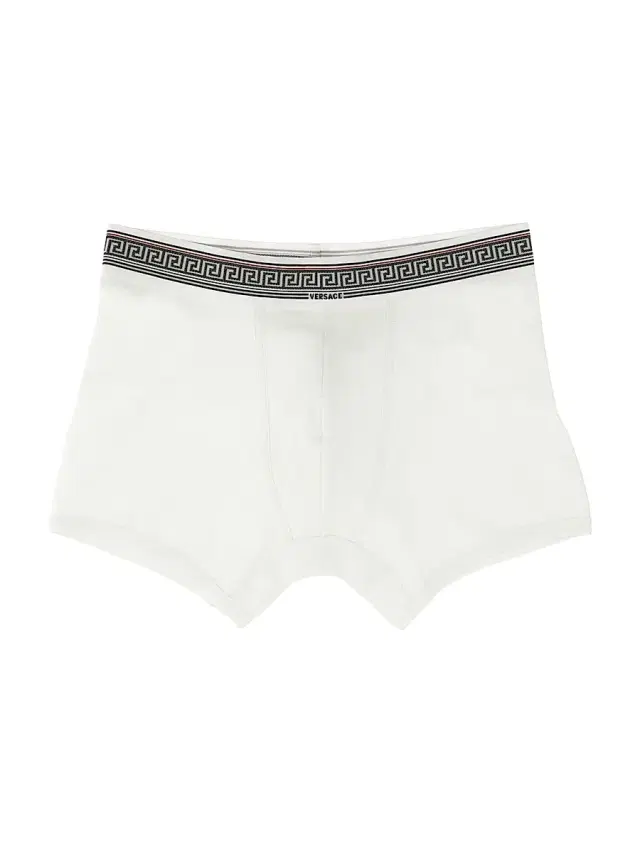 Men's Ribbed Greca Stretch-Cotton Boxer Brief - Optical White