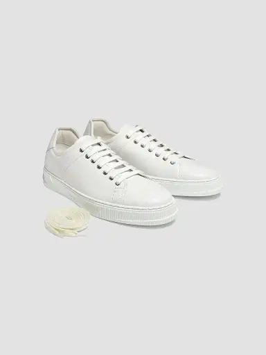 Ferragamo Men's Clayton Leather Low-Top Sneakers - Bianco Ottico - Size 13 | Thumbnail 2 Ferragamo Men's Clayton Leather Low-Top Sneakers - Bianco Ottico - Size 13 | Thumbnail 2