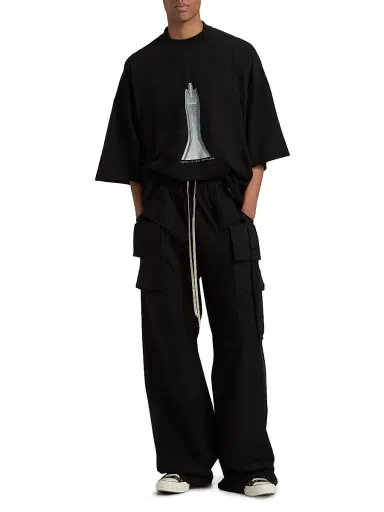 DRKSHDW by Rick Owens Men's Tommy Cotton Oversized T-Shirt - Black Milk | Thumbnail 2