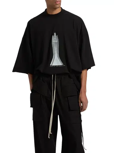 DRKSHDW by Rick Owens Men's Tommy Cotton Oversized T-Shirt - Black Milk | Thumbnail 3