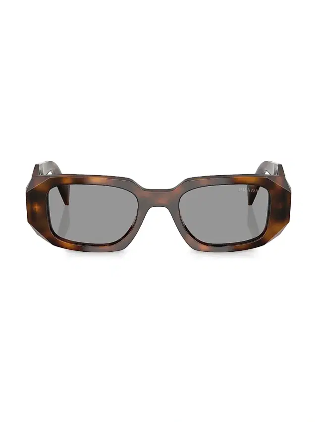 Prada Women's 51MM Rectangular Sunglasses - Dark Havana Grey
