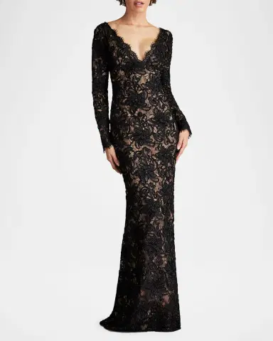 SHO by Tadashi Shoji Eyelash Floral Lace Column Gown | Thumbnail 2
