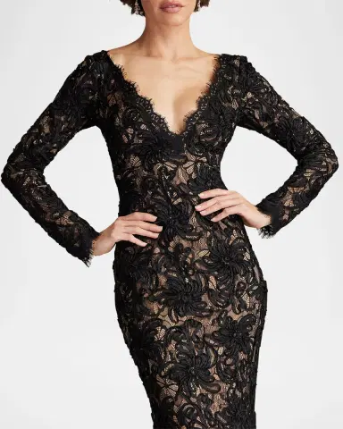 SHO by Tadashi Shoji Eyelash Floral Lace Column Gown | Thumbnail 5