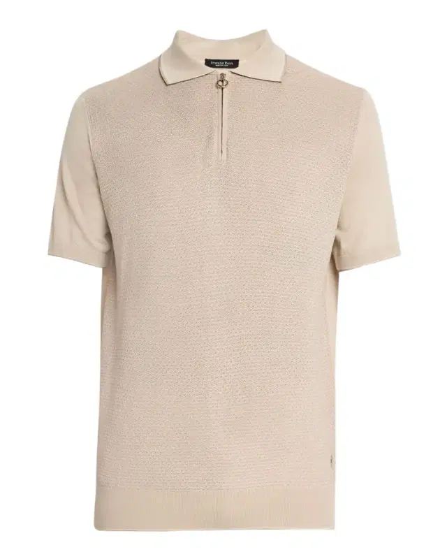 Men 's Short-Sleeve Quarter-Zip Polo Sweater