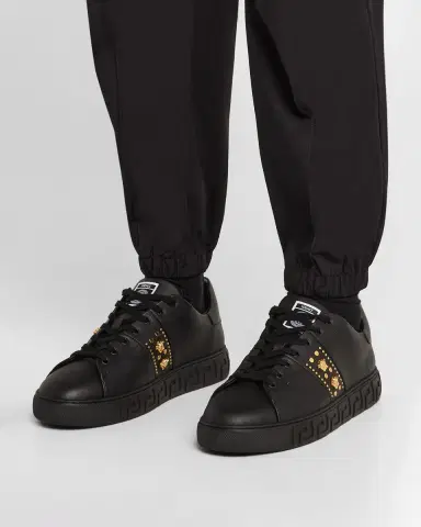 Versace Men's La Greca Leather Low-Top Sneakers | Thumbnail 2 Versace Men's La Greca Leather Low-Top Sneakers | Thumbnail 2