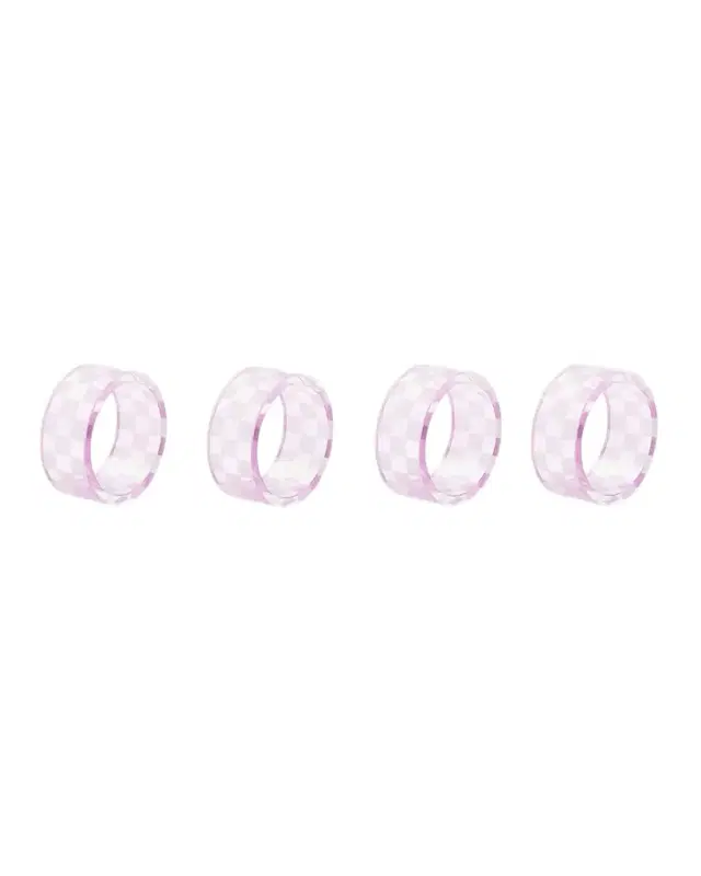 MacKenzie-Childs Lavender Check Napkin Ring, Set of 4