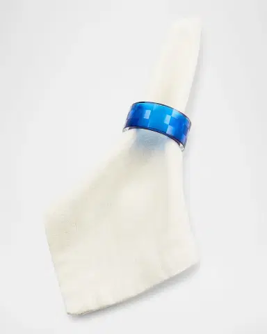MacKenzie-Childs Navy Check Napkin Ring, Set of 4 | Thumbnail 2