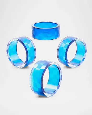 MacKenzie-Childs Navy Check Napkin Ring, Set of 4 | Thumbnail 3