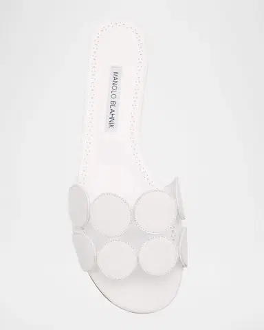 Manolo Blahnik Circle-Cut Leather Flat Slide Sandals | Thumbnail 4