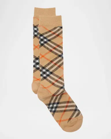 Burberry Kid's Check-Print Socks, Size S-L | Thumbnail 2