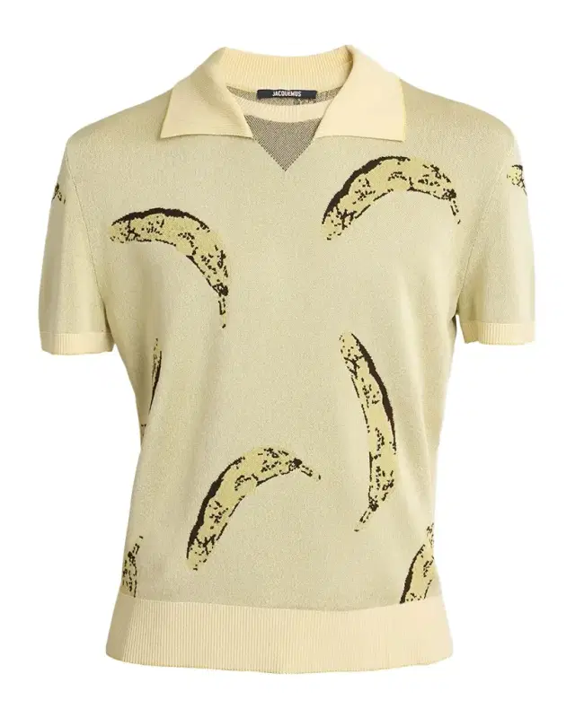 Jacquemus Men 's Marino Banana Jacquard Polo Shirt