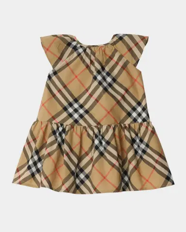 Burberry Girl's Talley Cotton Poplin Check Drop-Waist Dress | Thumbnail 2