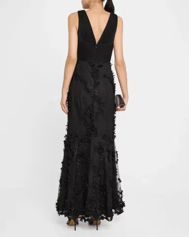 Aidan Mattox Embroidered Floral Applique Gown | Thumbnail 3 Aidan Mattox Embroidered Floral Applique Gown | Thumbnail 3