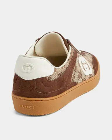 Gucci Men's G75 Suede and GG Supreme Retro Low-Top Sneakers | Thumbnail 2