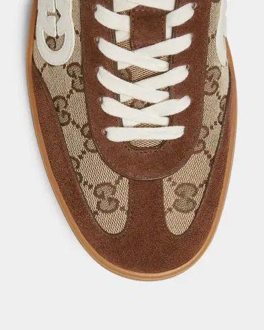 Gucci Men's G75 Suede and GG Supreme Retro Low-Top Sneakers | Thumbnail 3