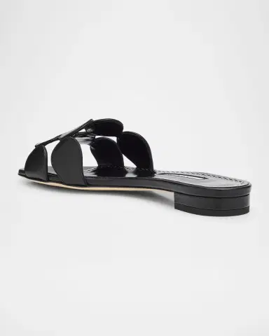 Manolo Blahnik Circle-Cut Leather Flat Slide Sandals | Thumbnail 3 Manolo Blahnik Circle-Cut Leather Flat Slide Sandals | Thumbnail 3