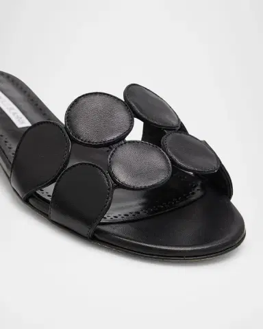 Manolo Blahnik Circle-Cut Leather Flat Slide Sandals | Thumbnail 5 Manolo Blahnik Circle-Cut Leather Flat Slide Sandals | Thumbnail 5