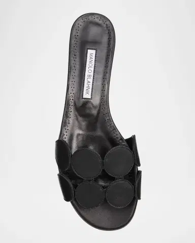 Manolo Blahnik Circle-Cut Leather Flat Slide Sandals | Thumbnail 6 Manolo Blahnik Circle-Cut Leather Flat Slide Sandals | Thumbnail 6