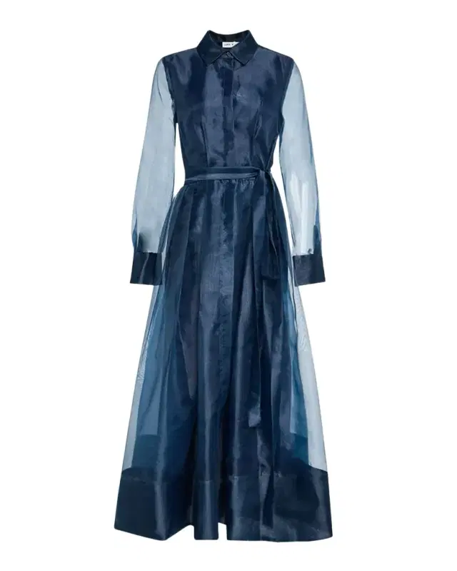 Montgomery Pleated Organza Maxi Shirtdress
