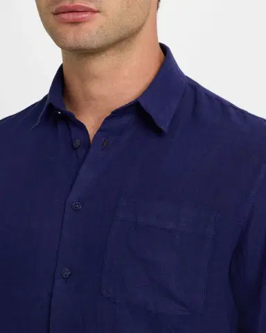 Vilebrequin Men 's Caroubis Solid Linen Sport Shirt | Thumbnail 5 Vilebrequin Men 's Caroubis Solid Linen Sport Shirt | Thumbnail 5