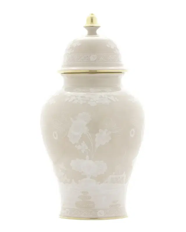 Ginori 1735 Oriente Italiano Meringa Large Potiche Vase - 15"