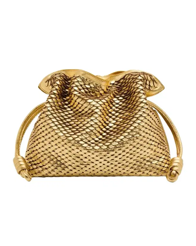 Flamenco Clutch Bag in Scales Metallic Leather