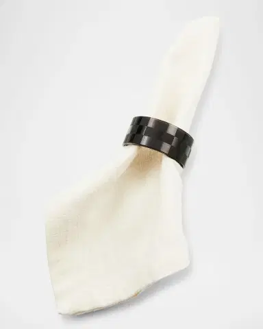 MacKenzie-Childs Black Check Napkin Ring, Set of 4 | Thumbnail 2