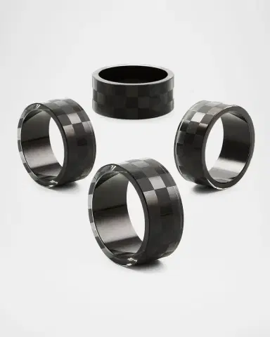 MacKenzie-Childs Black Check Napkin Ring, Set of 4 | Thumbnail 3