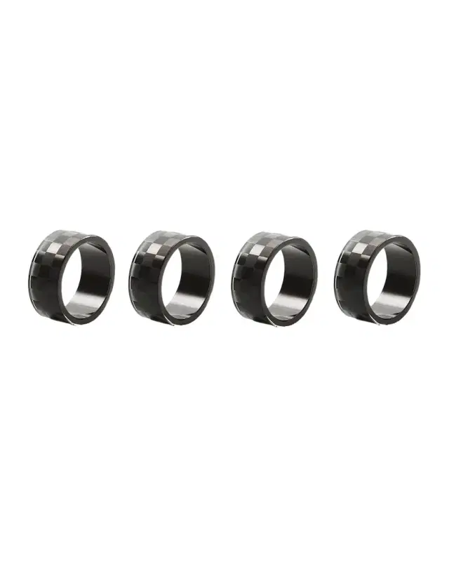 MacKenzie-Childs Black Check Napkin Ring, Set of 4