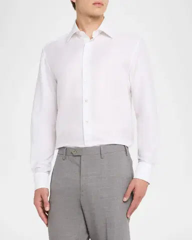Stefano Ricci Men's Cotton-Linen Dress Shirt | Thumbnail 4