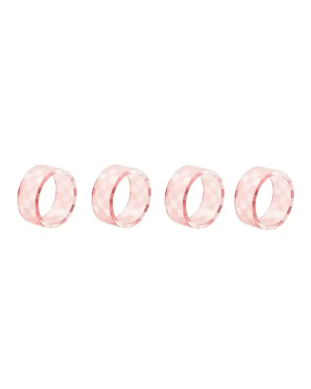 MacKenzie-Childs Pink Check Napkin Rings, Set of 4