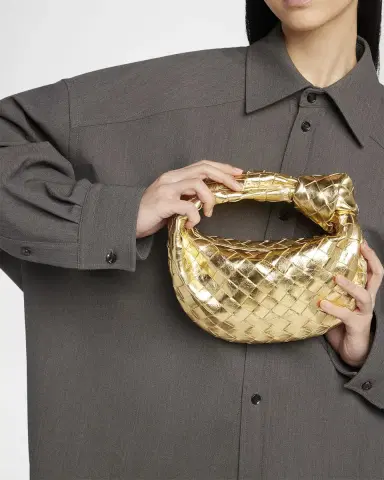 Bottega Veneta Mini Jodie Metallic Leather Top-Handle Bag | Thumbnail 2