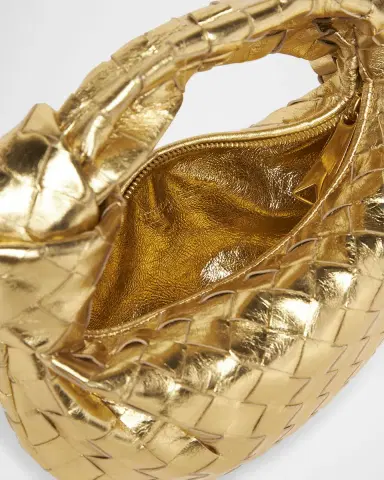 Bottega Veneta Mini Jodie Metallic Leather Top-Handle Bag | Thumbnail 4