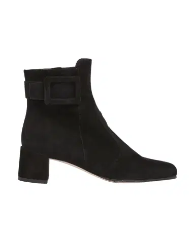 Roger Vivier Tres Vivier Suede Buckle Ankle Booties | Thumbnail 1 Roger Vivier Tres Vivier Suede Buckle Ankle Booties | Thumbnail 1