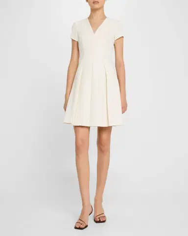 Emporio Armani Emma Pleated V-Neck Mini Dress | Thumbnail 2 Emporio Armani Emma Pleated V-Neck Mini Dress | Thumbnail 2