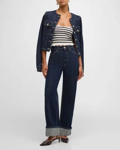 Ulla Johnson The Genevieve Topstitched Wide-Leg Denim Jeans | Thumbnail 2