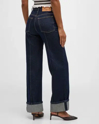 Ulla Johnson The Genevieve Topstitched Wide-Leg Denim Jeans | Thumbnail 3