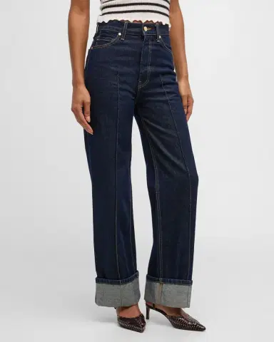 Ulla Johnson The Genevieve Topstitched Wide-Leg Denim Jeans | Thumbnail 4