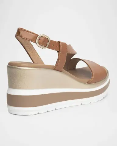 NeroGiardini Leather Wedge Slingback Sandals | Thumbnail 3