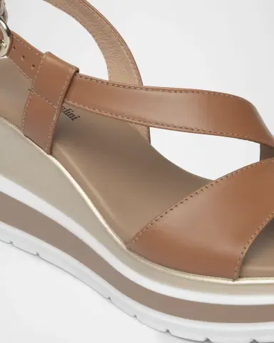 NeroGiardini Leather Wedge Slingback Sandals | Thumbnail 4