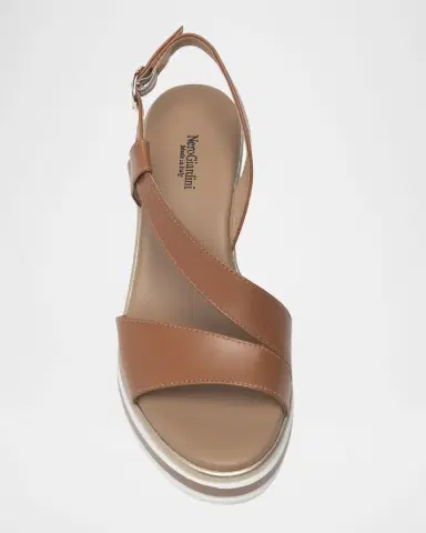 NeroGiardini Leather Wedge Slingback Sandals | Thumbnail 5