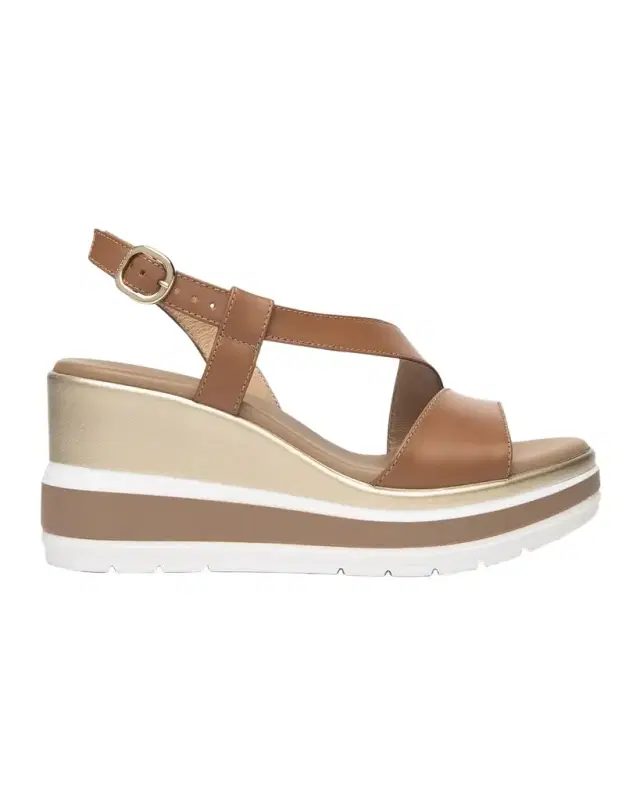 Leather Wedge Slingback Sandals
