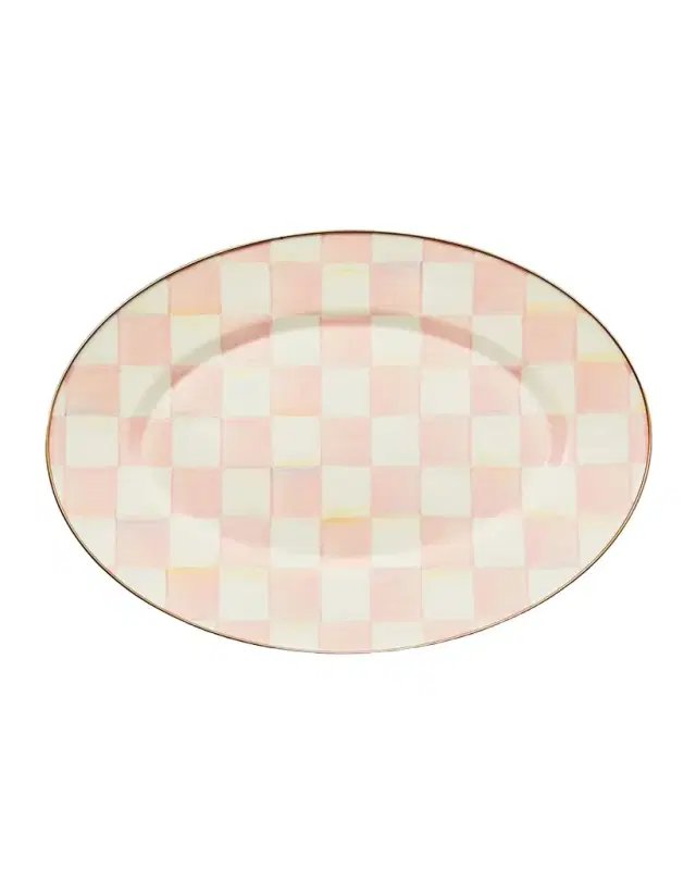 MacKenzie-Childs Rosy Check Small Oval Platter