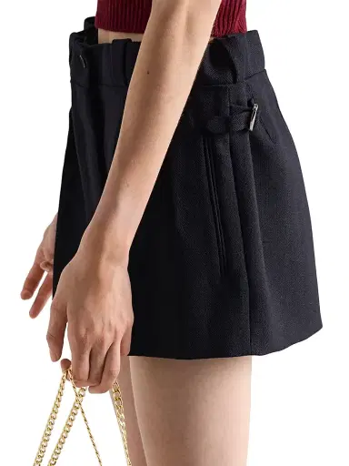 Prada Women's Chevron Wool Shorts - Blue | Thumbnail 3 Prada Women's Chevron Wool Shorts - Blue | Thumbnail 3