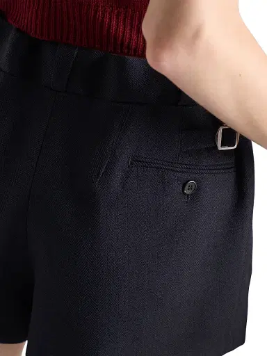 Prada Women's Chevron Wool Shorts - Blue | Thumbnail 4 Prada Women's Chevron Wool Shorts - Blue | Thumbnail 4