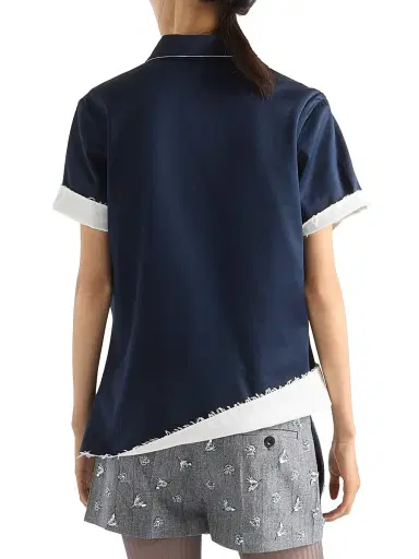 Prada Women's Lisle Cotton Polo Shirt - Blue | Thumbnail 3