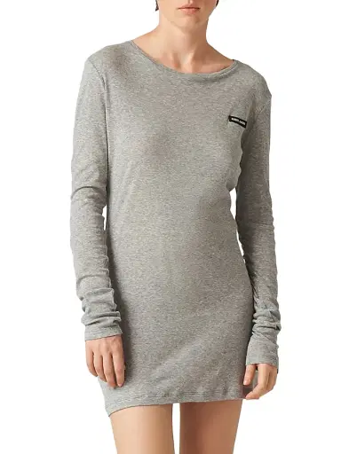 Miu Miu Women's Ribbed Knit Jersey Dress - Grey - Size Large | Thumbnail 2 Miu Miu Women's Ribbed Knit Jersey Dress - Grey - Size Large | Thumbnail 2